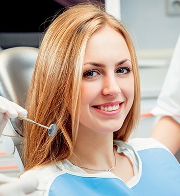 woman smiling in dental chair