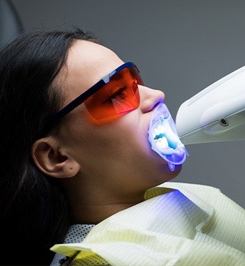 woman getting teeth whitened