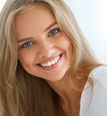 closeup of woman smiling 