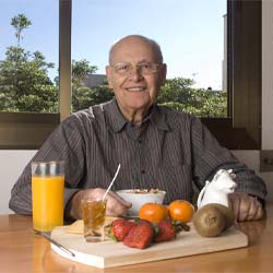 Man eating healthy foods